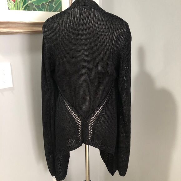 NWT Faith Connexion Paris Black Draped Cardigan Open Knit Size Large - Picture 2 of 10